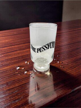 Vintage 1970s Clear Glass The Pussycat Pedestal Mixed Drink Glass